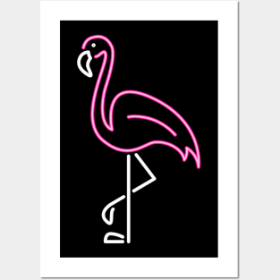 Neon pink flamingo Posters and Art